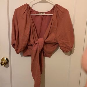 Abercrombie and Fitch Coral Wrap Top